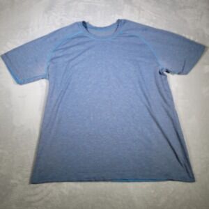 Lululemon Shirt Mens Extra Large Blue Stripe Short Sleeve Workout Athletic Tee